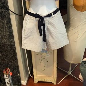 VTG Willi Smith Black & White Pinstripe Shorts w/ Black Ribbon Sash NEW w/o tags